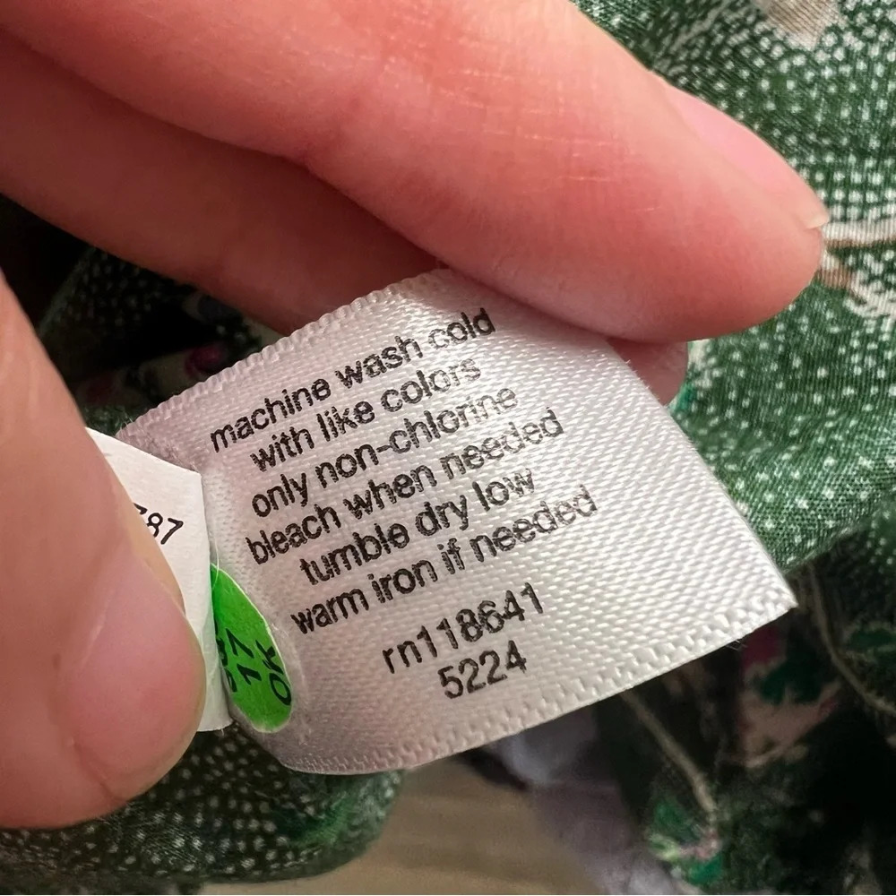 Lane Bryant Women's Plus Size 26/28 Blouse Top Short Sleeve Green Floral Cotton - Picture 13 of 15